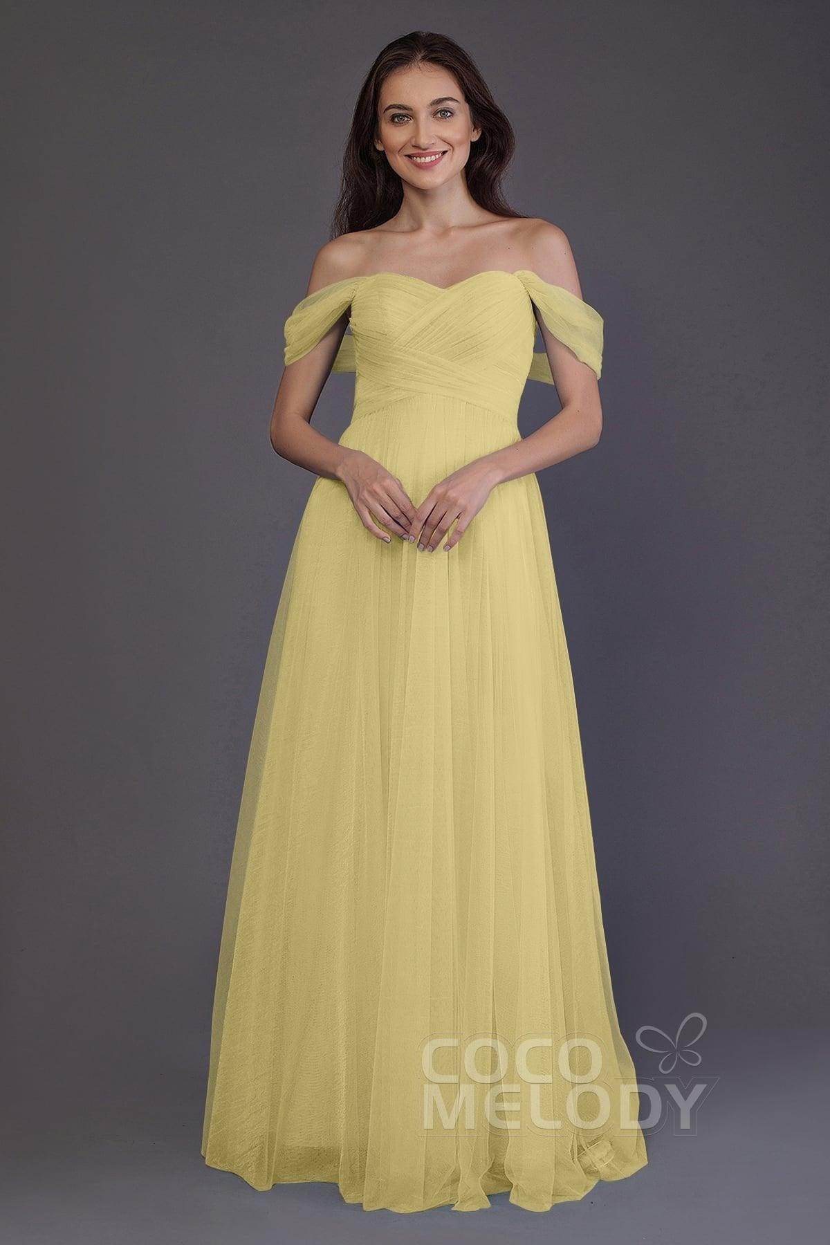 Sheath-Column Floor Length Tulle Bridesmaid Dress PR3512 - COCOMELODY